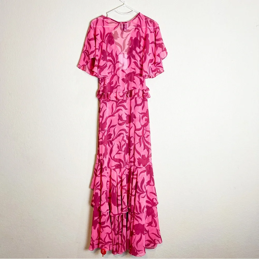 Misa Los Angeles Sabrina Ruffled Maxi Dress Floral Pink Size XS NWT - Picture 6 of 8